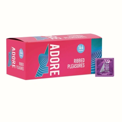 144 бр. релефни презервативи Adore Ribbed Pleasure 