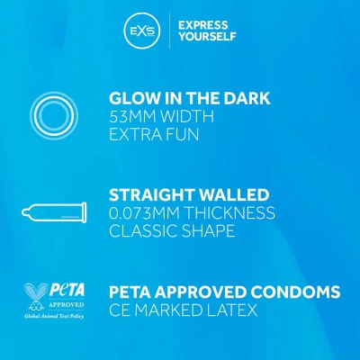 Светещи в тъмното презервативи EXS Glow in the Dark