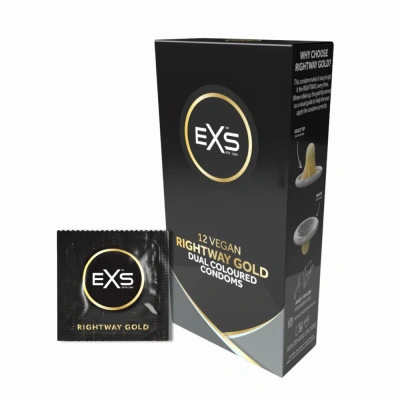 12 бр. Двуцветни презервативи EXS Rightway Gold