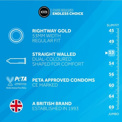 12 бр. Двуцветни презервативи EXS Rightway Gold