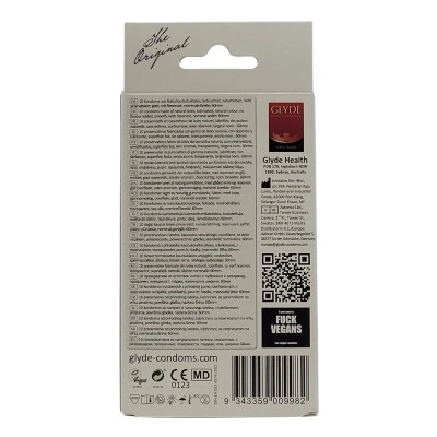  10 бр. Веган презервативи с аромат на ягода Glyde Strawberry