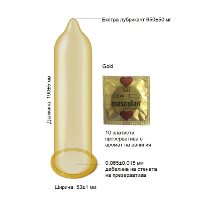 10 бр. Луксозни златисти презервативи Masculan