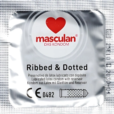 10 бр. Презервативи на ивици и точки Masculan Ribbed & Dotted