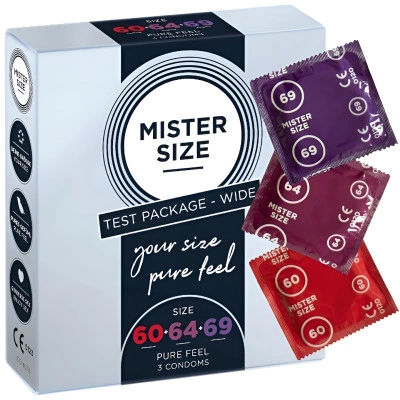 3 бр. Презервативи с различни размери MIster Size 60-64-69 мм