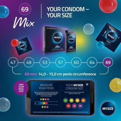 28 бр.  Микс презервативи My Size Mix 69 мм