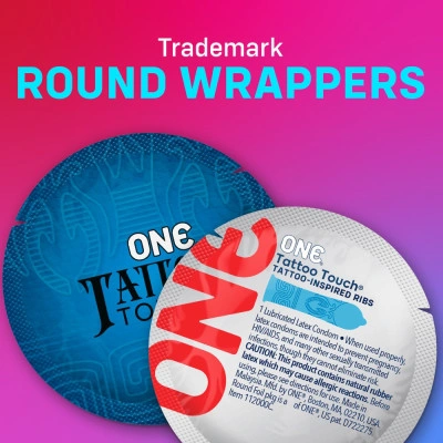 12 бр. Релефни цветни презервативи One Tattoo