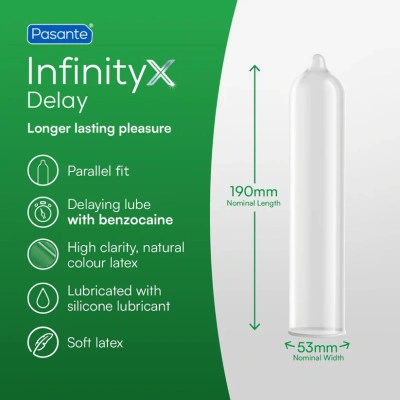 Задържащи презервативи с 8.5 % Бензокаин Pasante Infinity X