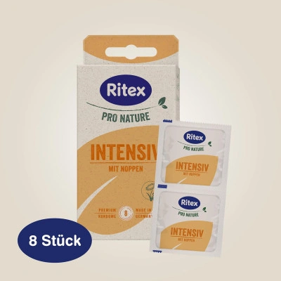 8 бр. Релефни презервативи на ивици и точки Ritex Pro Intensive