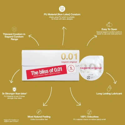 5 бр. Най-тънките презервативи Sagami Original 0.01 мм