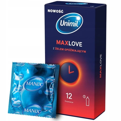 12 бр. Задържащи презервативи Unimil Max Love